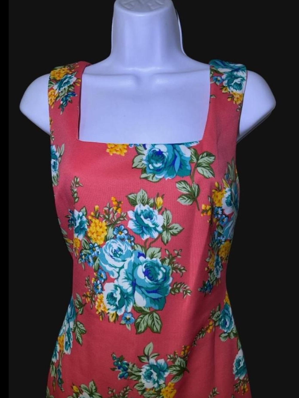 Va Va Voom Salmon Floral Square-Neck Midi Dress - Picture 2 of 8